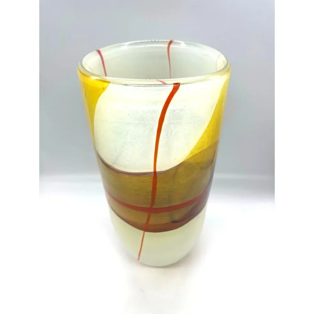 Vilniaus Stiklo Studija Modernist Lithuanian Art Glass Vase 12.5